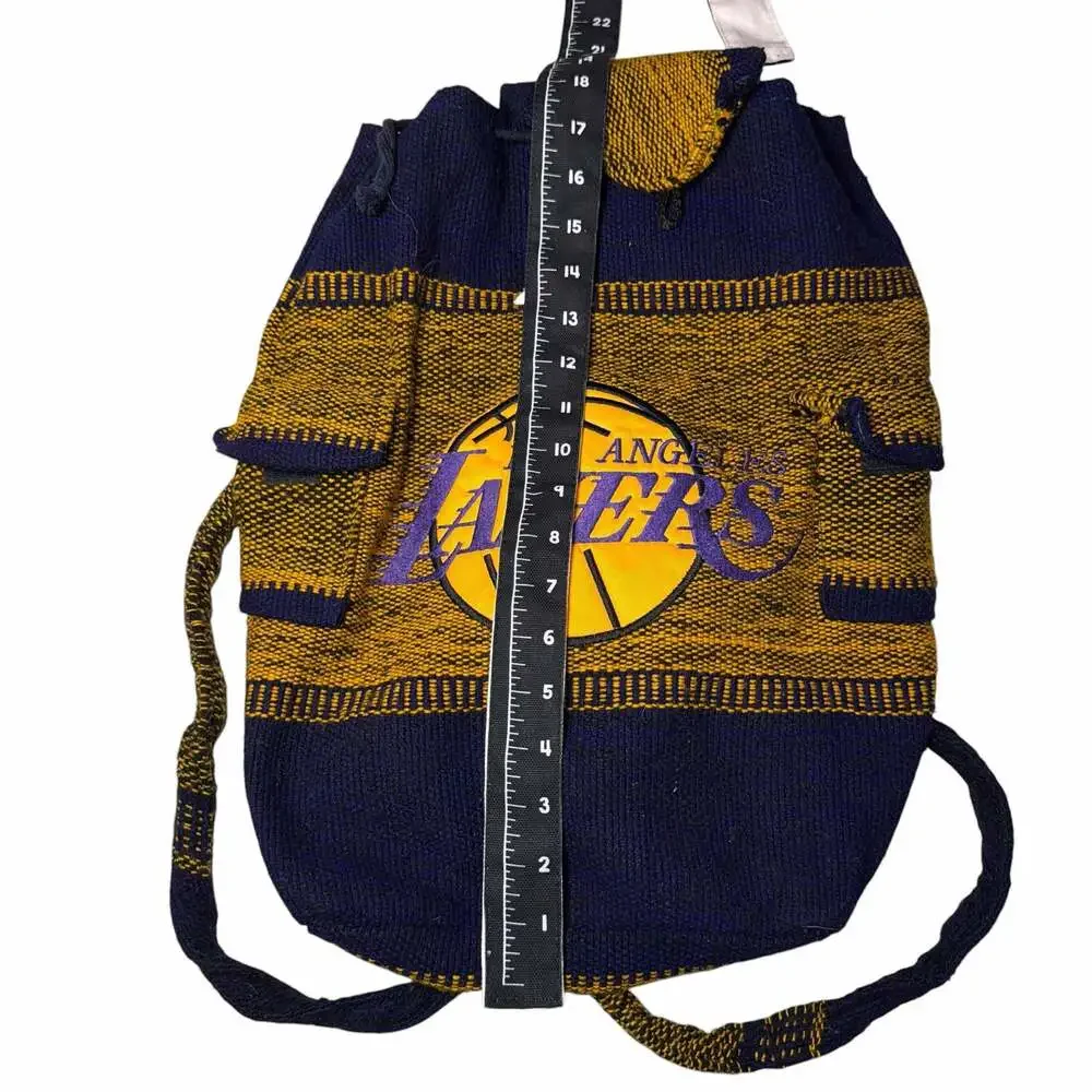 Los Angeles Lakers NBA Woven Serape Style Embroidered Drawstring Backpack Bag